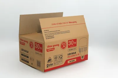 Thùng carton nắp gài in flexo hai màu cho ngành thiết bị chiếu sáng